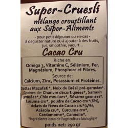 Croc' enVie, Super Cruesli, mélange croustillant aux super-aliments, Cacao Cru, à Shanti Breizh, Trégunc, Finistère Bretagne