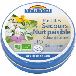 Biofloral, Pastilles secours Nuit Paisible Fleurs de Bach bio, en vente à Shanti Breizh, Trégunc, Bretagne, Finistère