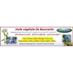 Huile végétale de Bourrache bio, Shanti Bio, en vente à Shanti Breizh, Trégunc, Bretagne, Finistère